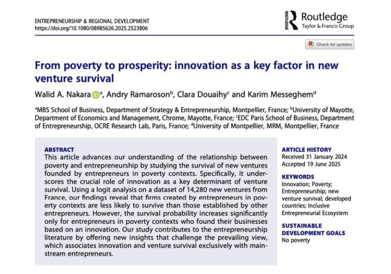 From poverty to prosperity: innovation as a key factor in new venture survival